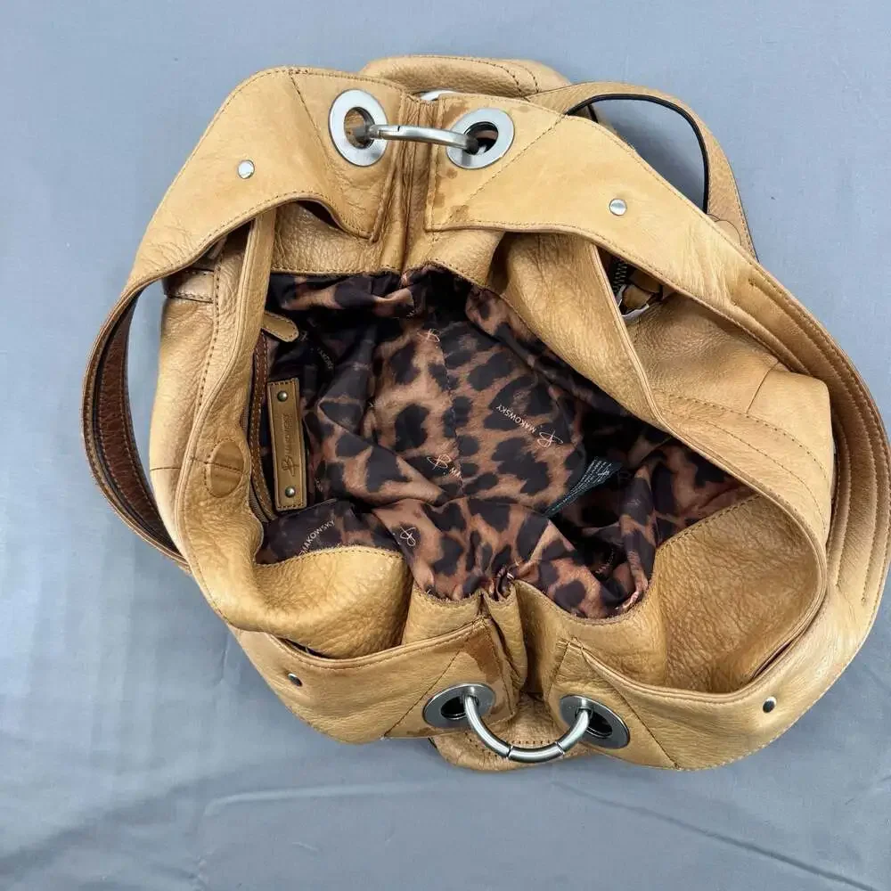 B. Makowsky Mustard Yellow Butter Soft Genuine Leather Satchel Purse